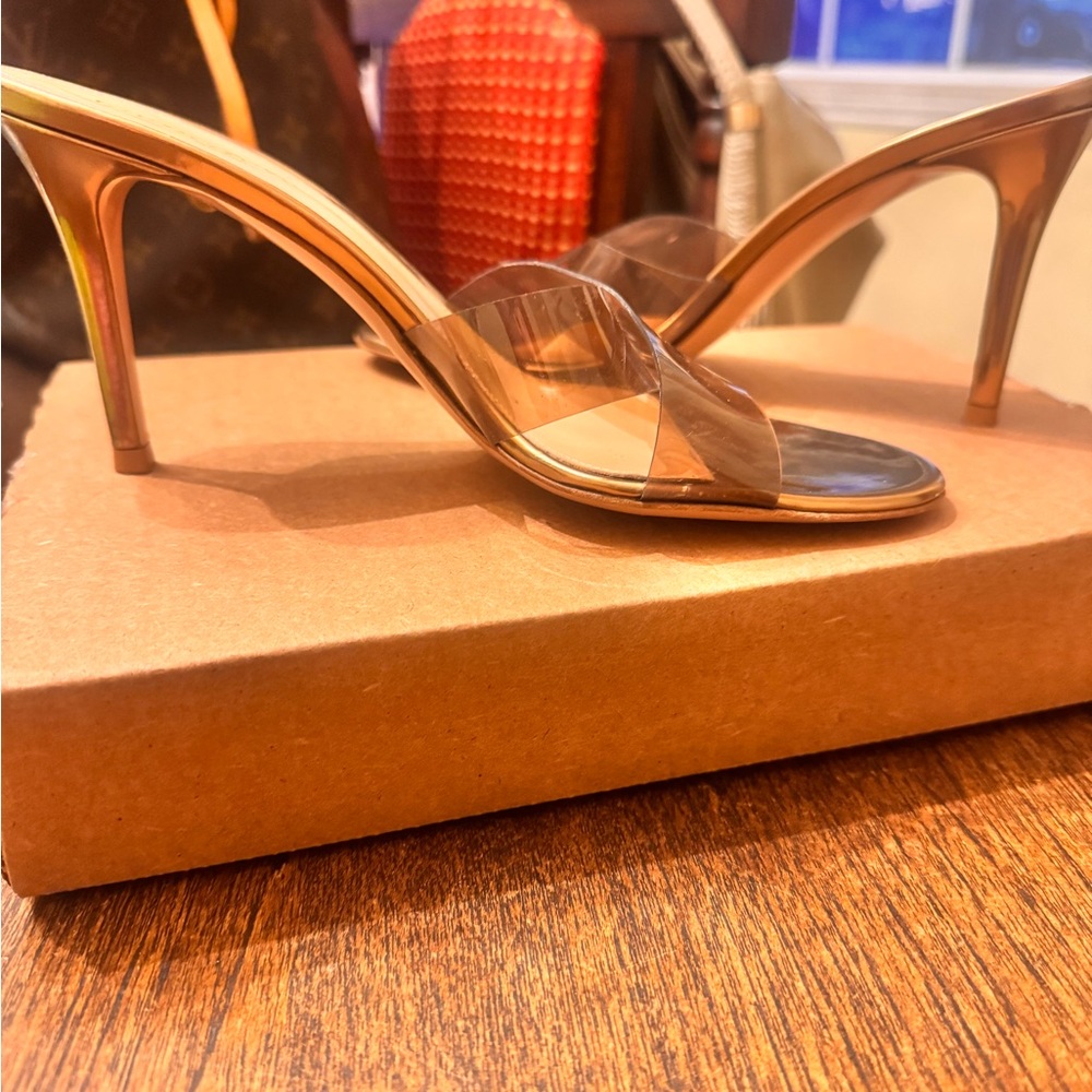 Gianvito Rossi Tan Transparent Strap Heels